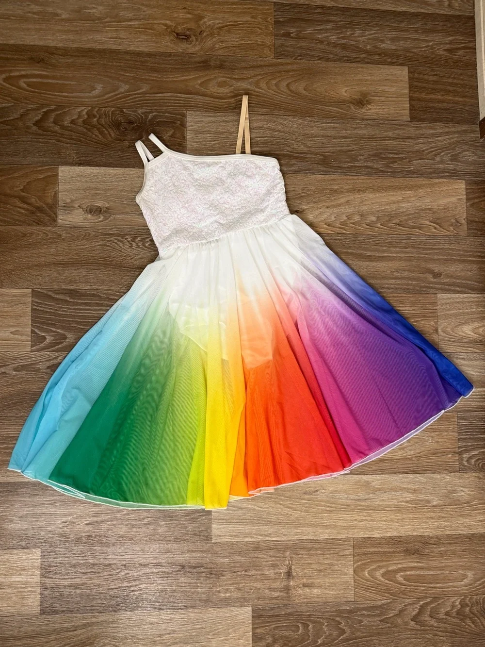 Wish White Bodice Rainbow Ombre Dance Dress
